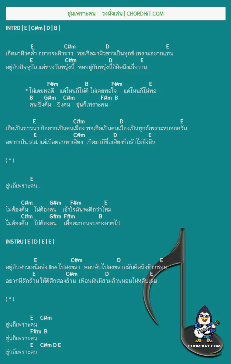 คอร์ดเพลง ขุ่นเพราะคน - วงนั่งเล่น