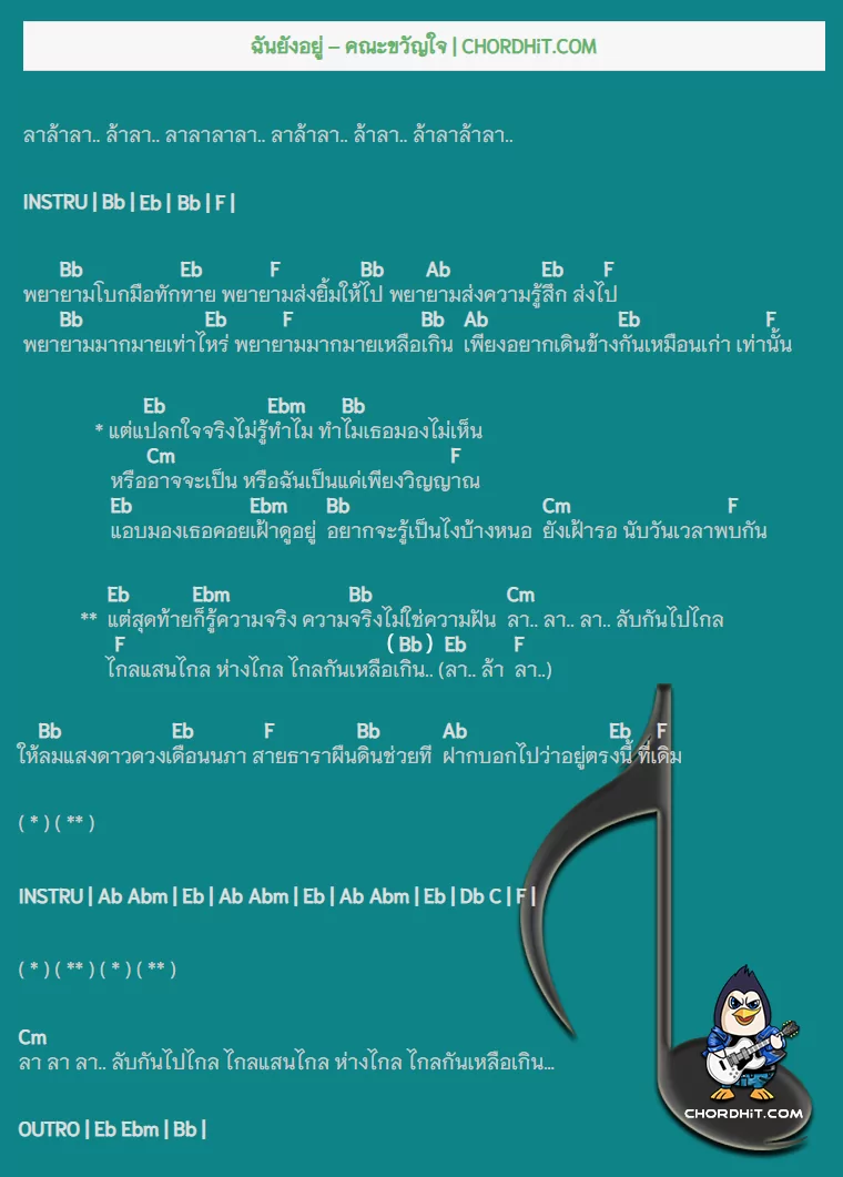 คอร์ดเพลง ฉันยังอยู่ - คณะขวัญใจ
