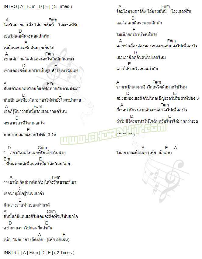 คอร์ดเพลง ให้ตายเถอะที่รัก - ไอ รัชกร