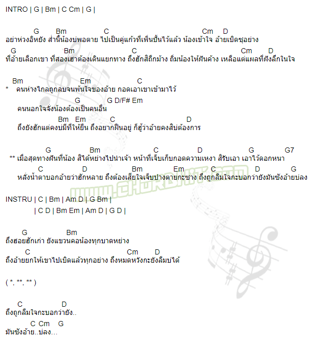 คอร์ดเพลง ซังอ้ายบ่ลง – อัน พิไลพร | Popasia