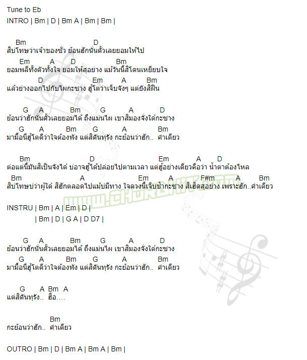 คอร์ดเพลง ย้อนว่าฮัก - ธีร์ ศรีเกษ