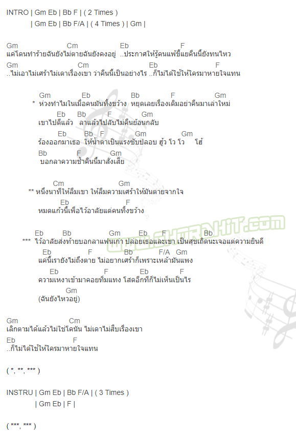 คอร์ดเพลง ไว้อาลัยแฟนเก่า - วงโซแมน TMG