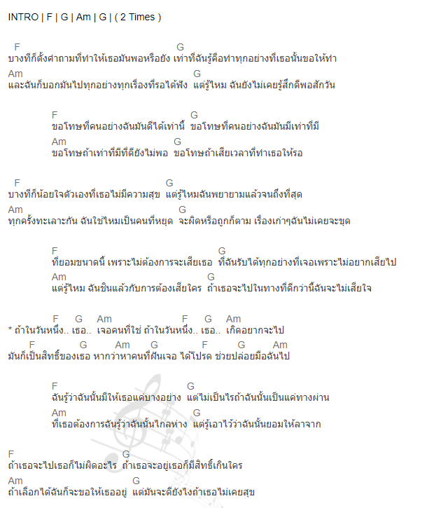 คอร์ดเพลง ถ้าในวันหนึ่ง - Rapper Tery Feat. เต้ย ณัฐพงษ์
