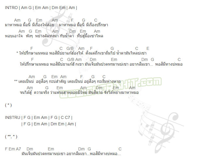 คอร์ดเพลง ปรึกษาหมอ - บีม นครศรี