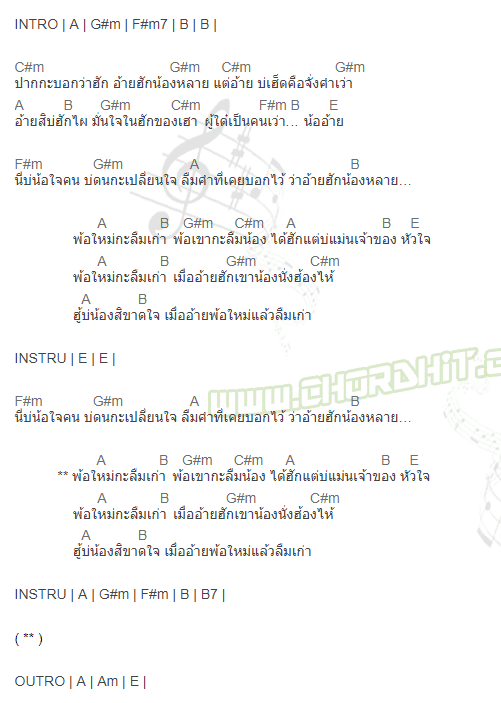 คอร์ดเพลง พ้อใหม่ลืมเก่า - ตุ๊กตา นริศรา