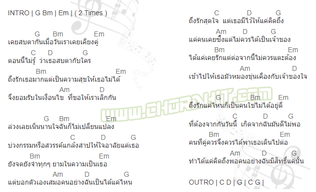 คอร์ดเพลง มีไว้ให้แค่คิดถึง - ไผ่ พงศธร